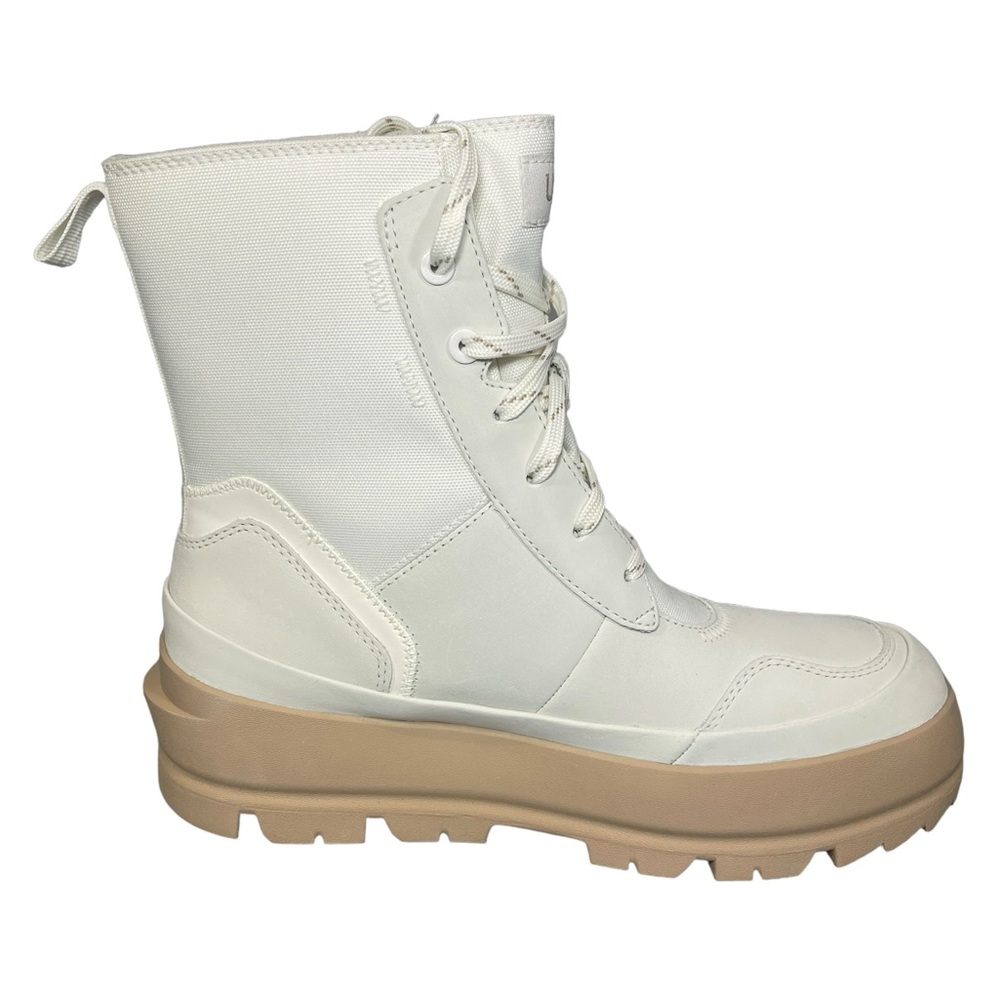 ⚡️SOLD⚡️Ugg The Lug Boots Leather Canvas Combat Waterproof Bright White - Picture 8 of 16